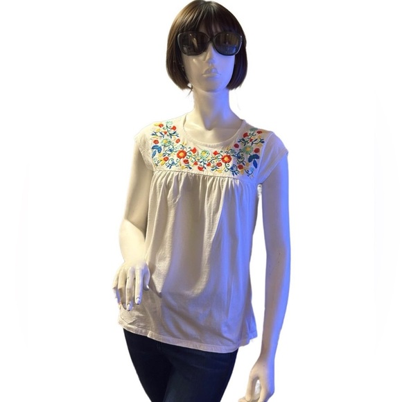 J. Crew Cap Sleeves Floral Top Size 2 - Picture 2 of 5